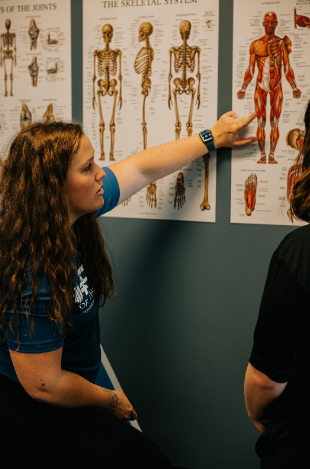 Patient learning about physical therapy